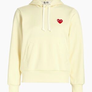 Comme des Garçons PLAY Cream Hoodie with Black Logo